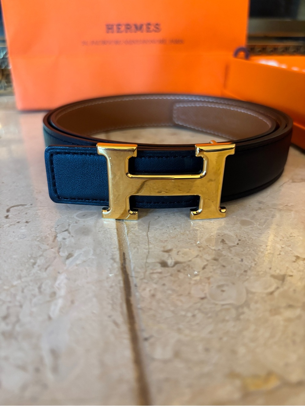 Hermes Mini H belt buckle & Reversible leather strap 24 mm